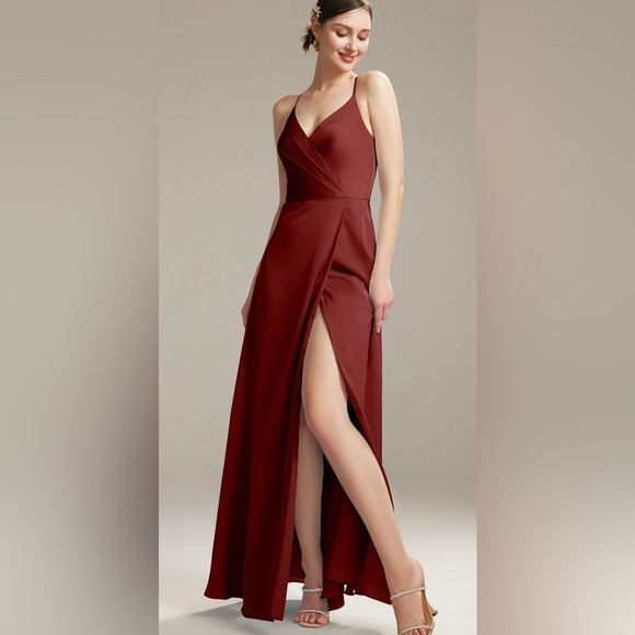 AW Bridal Adeliza Dress Size 8 Burgundy Satin Charmeuse NEW! - Picture 12 of 13